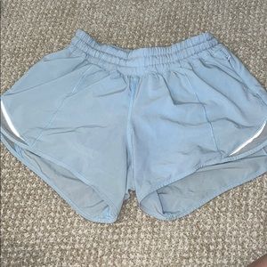 Light blue Lululemon hotty hot 4” shorts